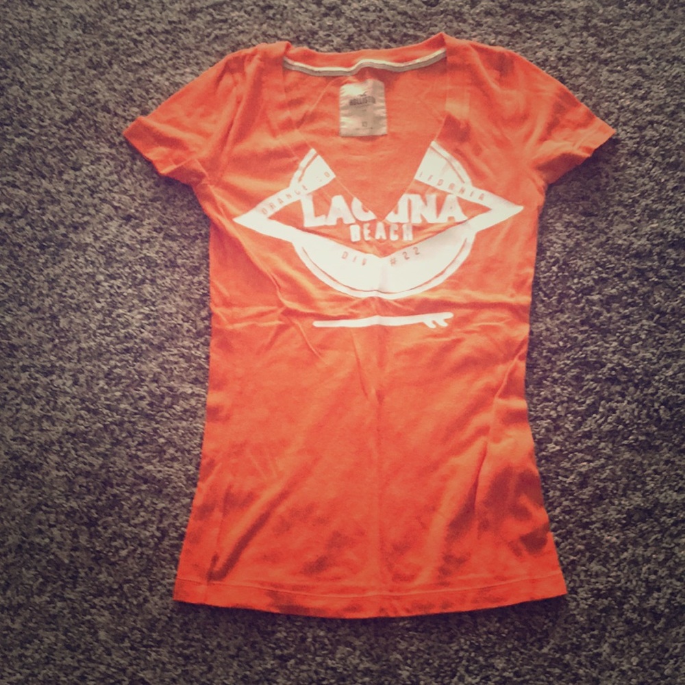 Orange Hollister V-neck Tee